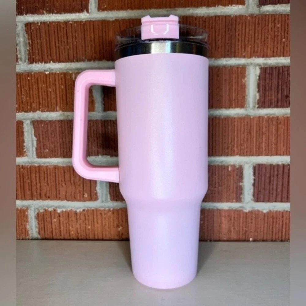 Tumbler Baby Pink Stainless Steel 40 Oz. with Straw and Handle Light Pink Cup